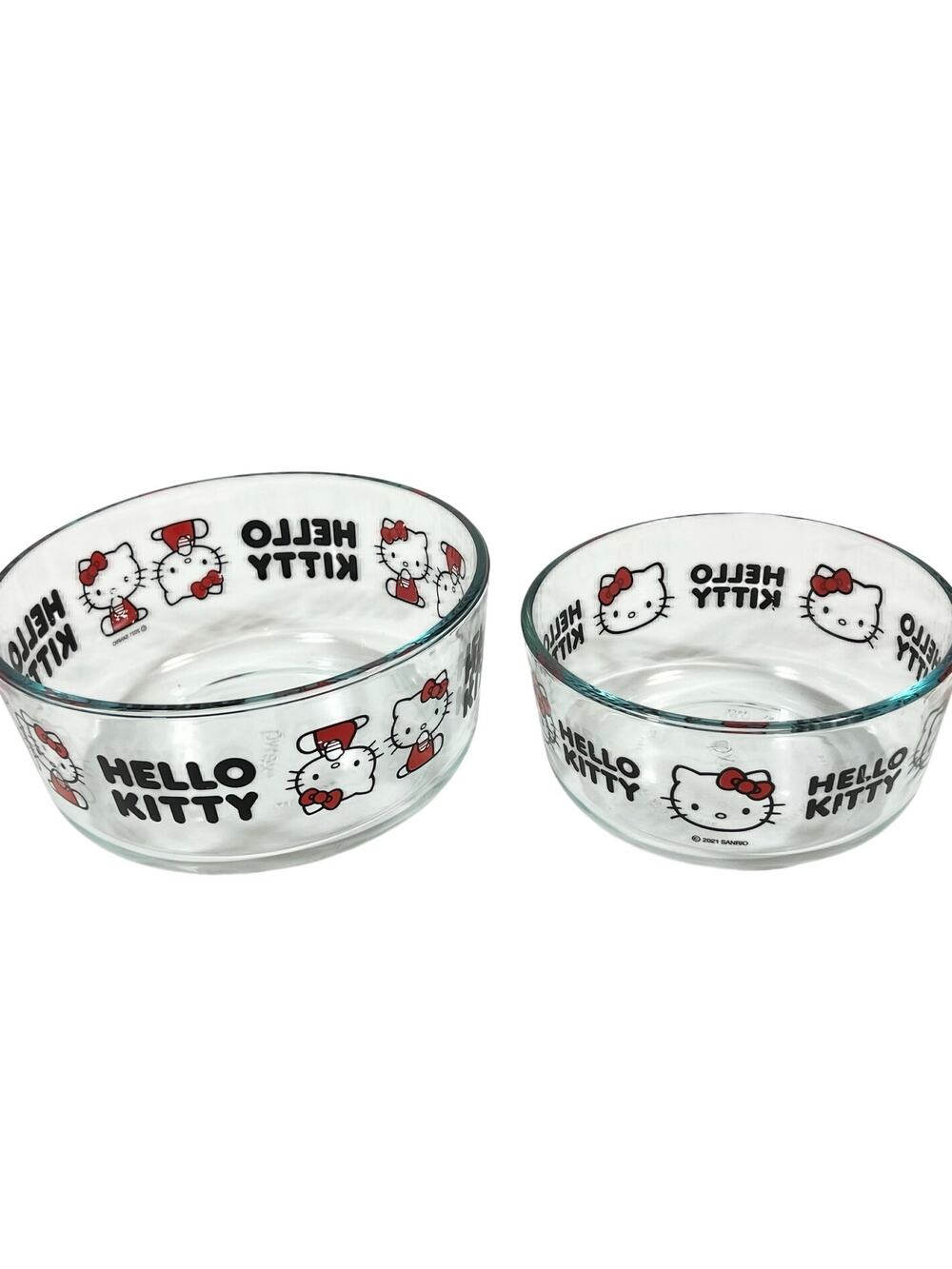 Pyrex Hello Kitty 7-Cup and 4-Cup Glass Storage Bowls No Lids